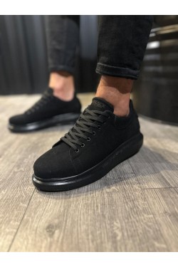 KN044 Erkek Günlük Bağcıklı Süet Spor Sneaker Ayakkabı SST - Siyah KN044 Erkek Günlük Bağcıklı Süet Spor Sneaker Ayakkabı SST - Siyah