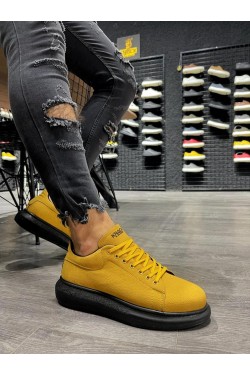 KN045 Erkek Günlük Bağcıklı Cilt Spor Sneaker Ayakkabı CST - Sarı KN045 Erkek Günlük Bağcıklı Cilt Spor Sneaker Ayakkabı CST - Sarı