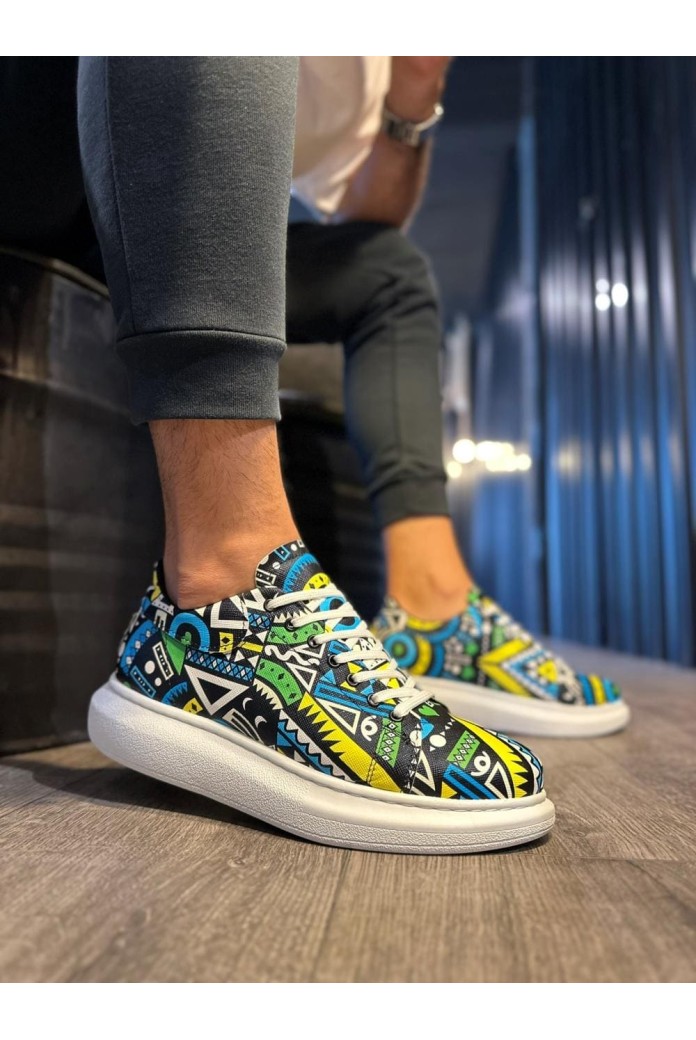 KN046 Erkek Günlük Bağcıklı Renkli Baskılı Cilt Spor Sneaker Ayakkabı CBT - Yeşil KN046 Erkek Günlük Bağcıklı Renkli Baskılı Cilt Spor Sneaker Ayakkabı CBT - Yeşil