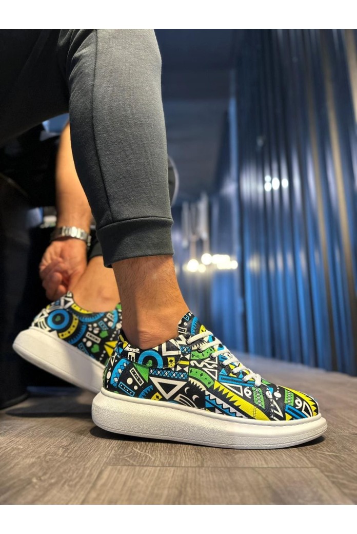 KN046 Erkek Günlük Bağcıklı Renkli Baskılı Cilt Spor Sneaker Ayakkabı CBT - Yeşil KN046 Erkek Günlük Bağcıklı Renkli Baskılı Cilt Spor Sneaker Ayakkabı CBT - Yeşil