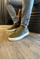 KN060 Erkek Günlük Bağcıklı Cilt Spor Sneaker Ayakkabı CBT - Haki