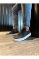 KN060 Erkek Günlük Bağcıklı Cilt Spor Sneaker Ayakkabı CBT - Siyah