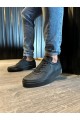 KN060 Erkek Günlük Bağcıklı Cilt Spor Sneaker Ayakkabı CST - Siyah