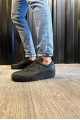 KN060 Erkek Günlük Bağcıklı Cilt Spor Sneaker Ayakkabı CST - Siyah