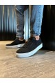 KN060 Erkek Günlük Bağcıklı Süet Spor Sneaker Ayakkabı SBT - Siyah