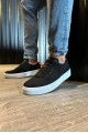 KN060 Erkek Günlük Bağcıklı Süet Spor Sneaker Ayakkabı SBT - Siyah