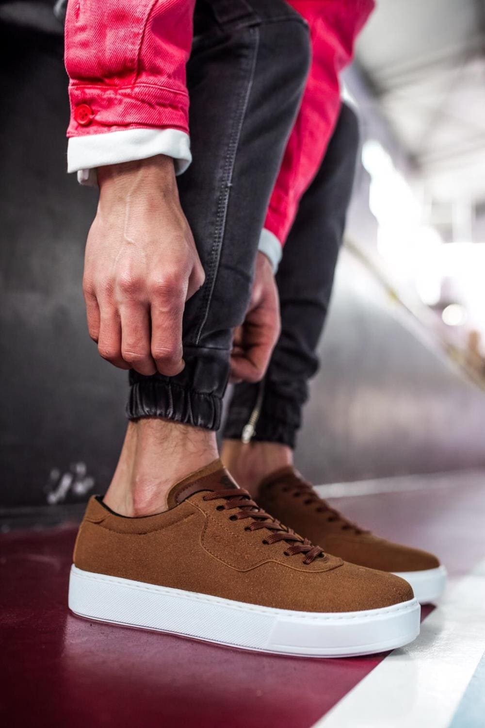 KN060 Erkek Günlük Bağcıklı Süet Spor Sneaker Ayakkabı SBT - Taba