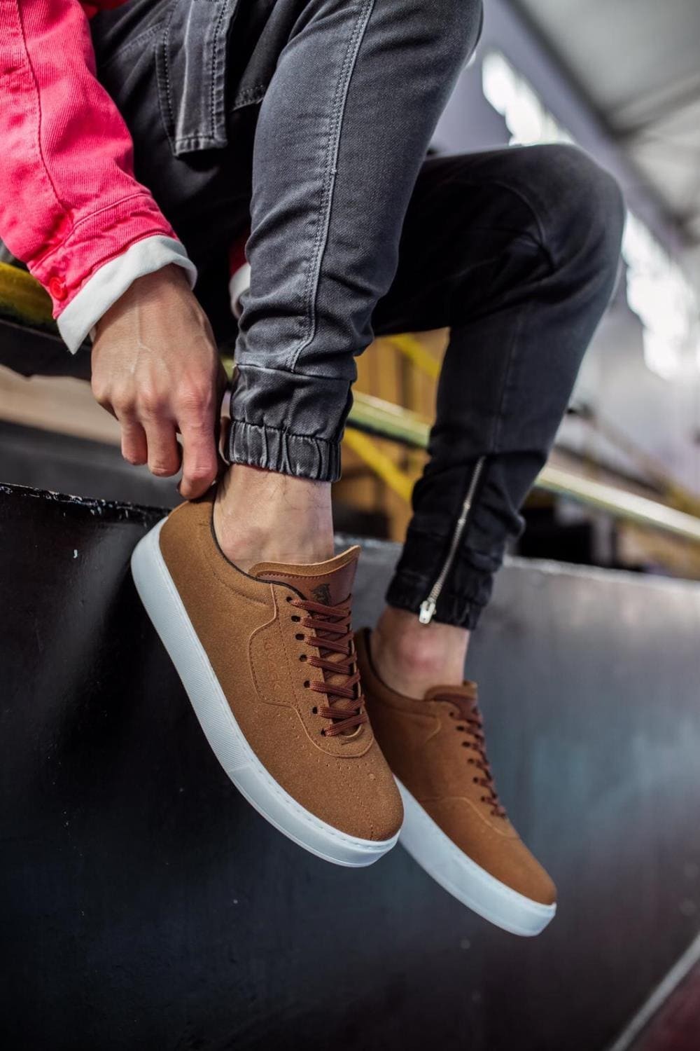 KN060 Erkek Günlük Bağcıklı Süet Spor Sneaker Ayakkabı SBT - Taba