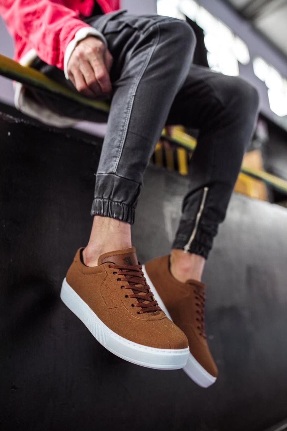 KN060 Erkek Günlük Bağcıklı Süet Spor Sneaker Ayakkabı SBT - Taba