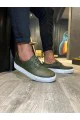 KN077 Erkek Günlük Bağcıklı Cilt Spor Sneaker Ayakkabı CBT - Haki