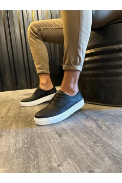KN077 Erkek Günlük Bağcıklı Cilt Spor Sneaker Ayakkabı CBT - Siyah KN077 Erkek Günlük Bağcıklı Cilt Spor Sneaker Ayakkabı CBT - Siyah