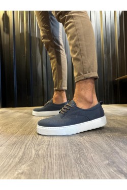 KN077 Erkek Günlük Bağcıklı Süet Spor Sneaker Ayakkabı SBT - Lacivert