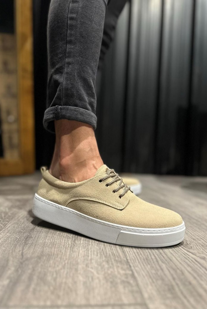 KN077 Erkek Günlük Bağcıklı Süet Spor Sneaker Ayakkabı SBT - Vizon