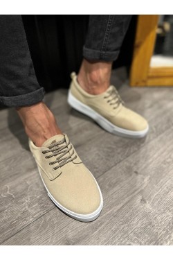 KN077 Erkek Günlük Bağcıklı Süet Spor Sneaker Ayakkabı SBT - Vizon