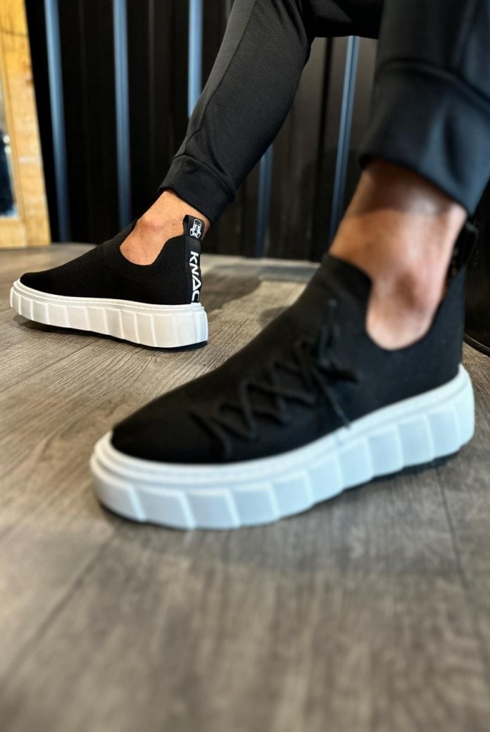 KN1025 Erkek Günlük Bağcıklı Triko Spor Sneaker Ayakkabı TBT - Siyah KN1025 Erkek Günlük Bağcıklı Triko Spor Sneaker Ayakkabı TBT - Siyah
