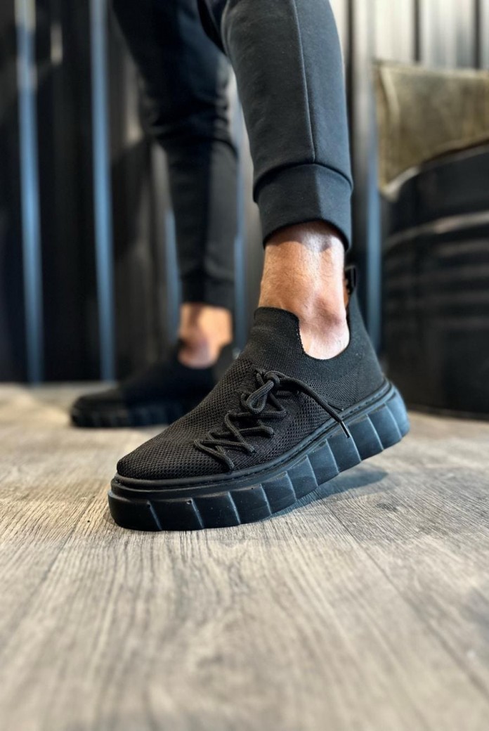 KN1025 Erkek Günlük Bağcıklı Triko Spor Sneaker Ayakkabı TST - Siyah KN1025 Erkek Günlük Bağcıklı Triko Spor Sneaker Ayakkabı TST - Siyah