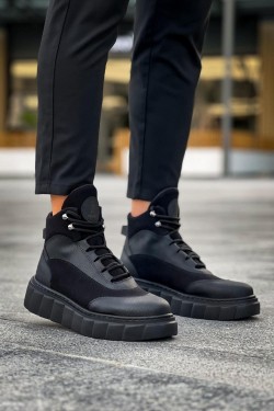 KN104 Erkek Spor Günlük Bağcıklı Cilt Süet Bot CSST - Siyah KN104 Erkek Spor Günlük Bağcıklı Cilt Süet Bot CSST - Siyah