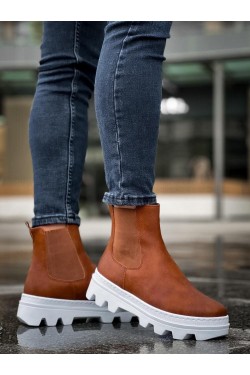 KN113 Erkek Spor Günlük Bağcıksız Cilt Bot CBT - Taba