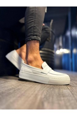 KN400 Erkek Günlük Bağcıksız Cilt Klasik Ayakkabı CBT - Beyaz
