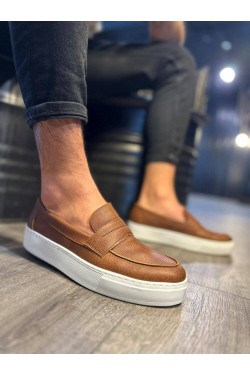 KN400 Erkek Günlük Bağcıksız Cilt Klasik Ayakkabı CBT - Taba