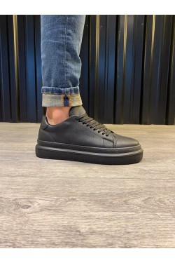 KN421 Erkek Günlük Bağcıklı Cilt Spor Sneaker Ayakkabı CST - Siyah KN421 Erkek Günlük Bağcıklı Cilt Spor Sneaker Ayakkabı CST - Siyah