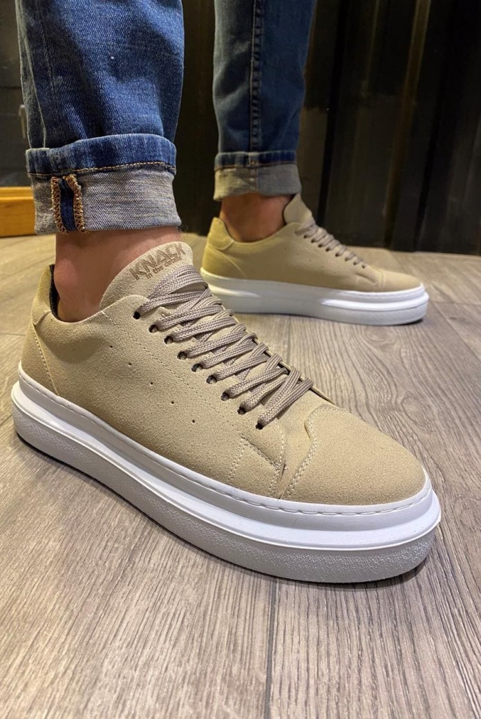 KN421 Erkek Günlük Bağcıklı Süet Spor Sneaker Ayakkabı SBT - Vizon