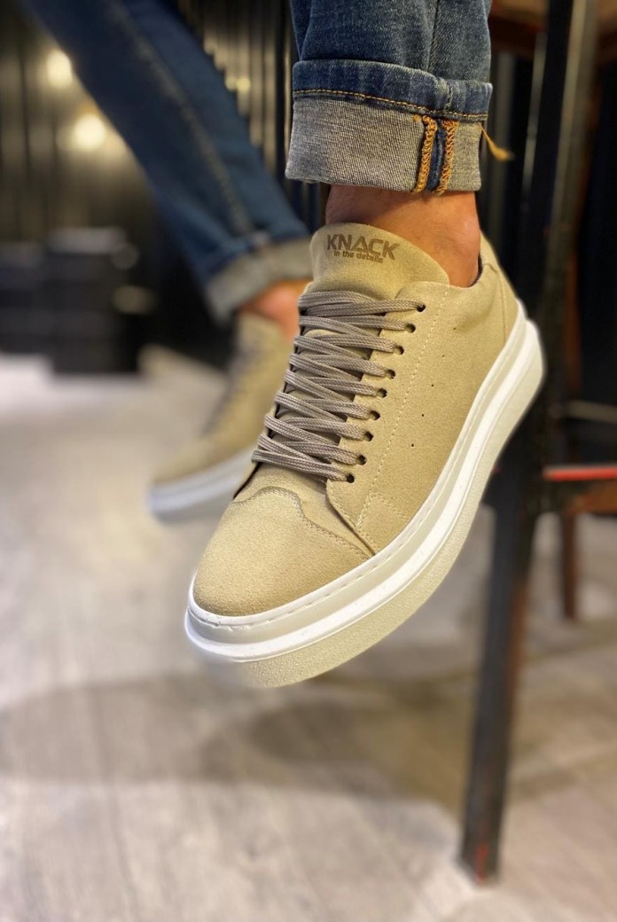 KN421 Erkek Günlük Bağcıklı Süet Spor Sneaker Ayakkabı SBT - Vizon