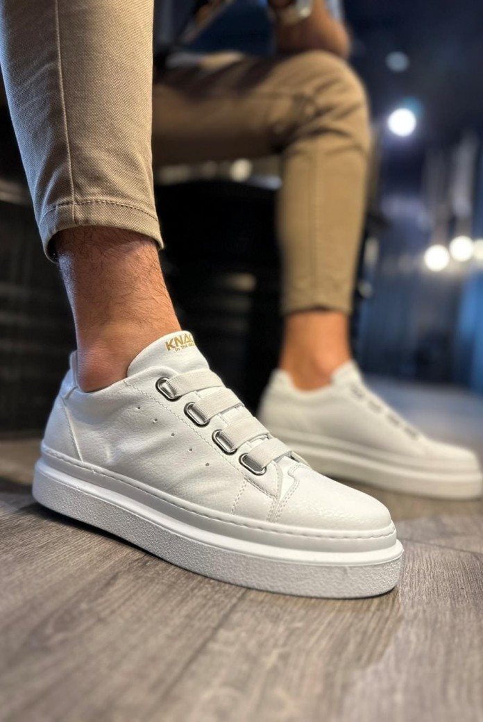 KN521 Erkek Günlük Lastikli Cilt Spor Sneaker Ayakkabı CBT - Beyaz KN521 Erkek Günlük Lastikli Cilt Spor Sneaker Ayakkabı CBT - Beyaz