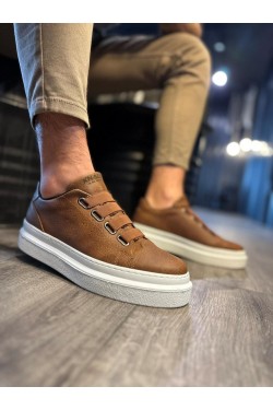 KN521 Erkek Günlük Lastikli Cilt Spor Sneaker Ayakkabı CBT - Taba KN521 Erkek Günlük Lastikli Cilt Spor Sneaker Ayakkabı CBT - Taba