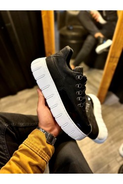 KN600 Erkek Günlük Bağcıklı Süet Cilt Spor Sneaker Ayakkabı SCBT - Siyah KN600 Erkek Günlük Bağcıklı Süet Cilt Spor Sneaker Ayakkabı SCBT - Siyah