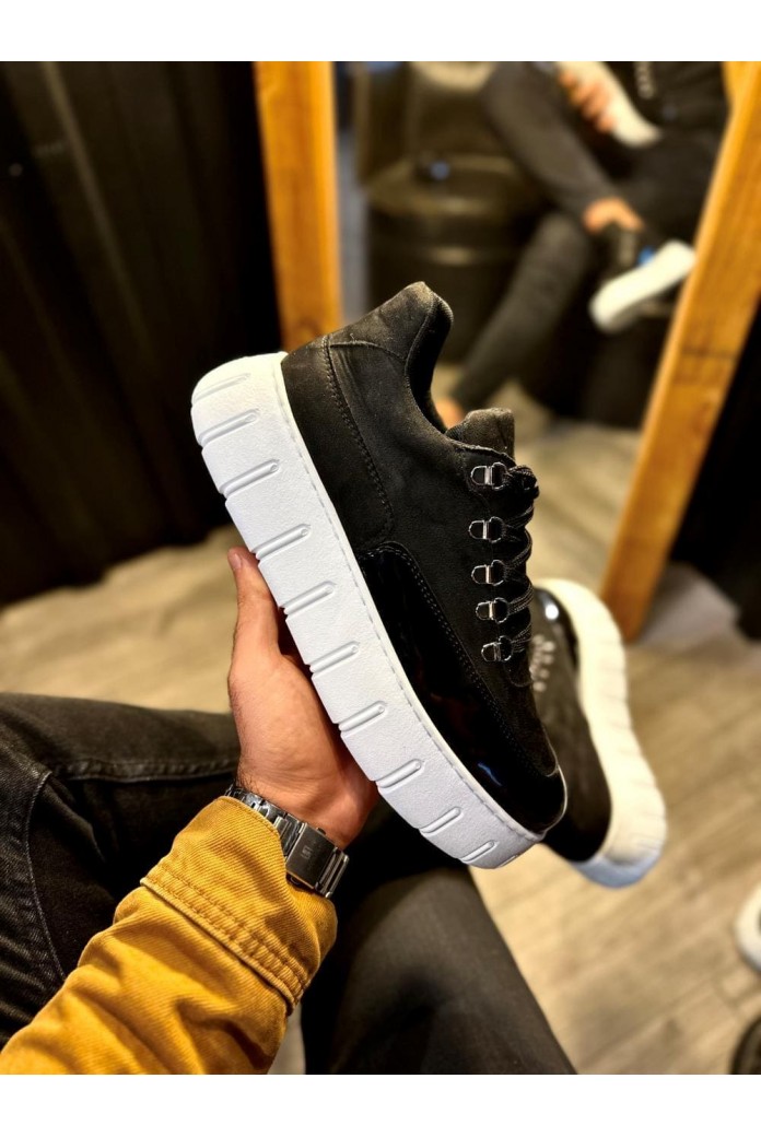 KN600 Erkek Günlük Bağcıklı Süet Cilt Spor Sneaker Ayakkabı SCBT - Siyah KN600 Erkek Günlük Bağcıklı Süet Cilt Spor Sneaker Ayakkabı SCBT - Siyah