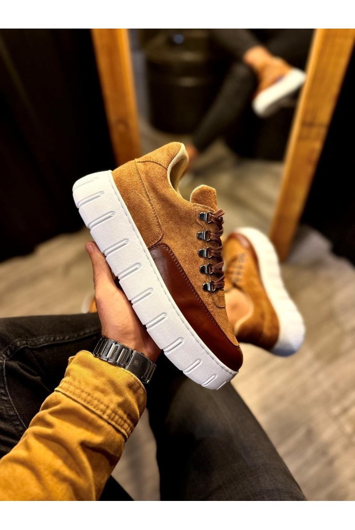 KN600 Erkek Günlük Bağcıklı Süet Cilt Spor Sneaker Ayakkabı SCBT - Taba KN600 Erkek Günlük Bağcıklı Süet Cilt Spor Sneaker Ayakkabı SCBT - Taba