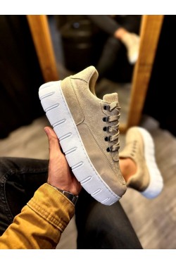 KN600 Erkek Günlük Bağcıklı Süet Cilt Spor Sneaker Ayakkabı SCBT - Vizon KN600 Erkek Günlük Bağcıklı Süet Cilt Spor Sneaker Ayakkabı SCBT - Vizon