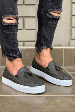KN717 Erkek Günlük Bağcıksız Corcik Cilt Klasik Ayakkabı CBT - Gri KN717 Erkek Günlük Bağcıksız Corcik Cilt Klasik Ayakkabı CBT - Gri