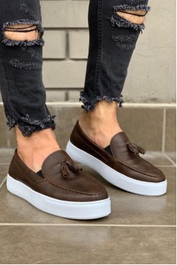 KN717 Erkek Günlük Bağcıksız Corcik Cilt Klasik Ayakkabı CBT - Kahverengi KN717 Erkek Günlük Bağcıksız Corcik Cilt Klasik Ayakkabı CBT - Kahverengi