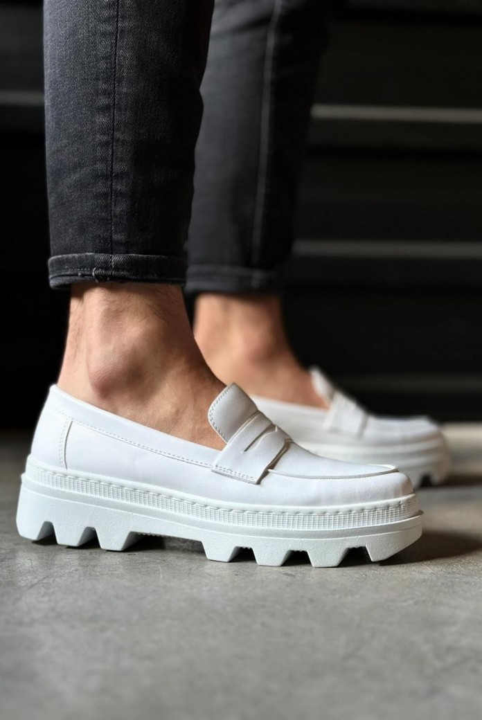 KN779 Erkek Günlük Bağcıksız Cilt Klasik Ayakkabı CBT - Beyaz KN779 Erkek Günlük Bağcıksız Cilt Klasik Ayakkabı CBT - Beyaz