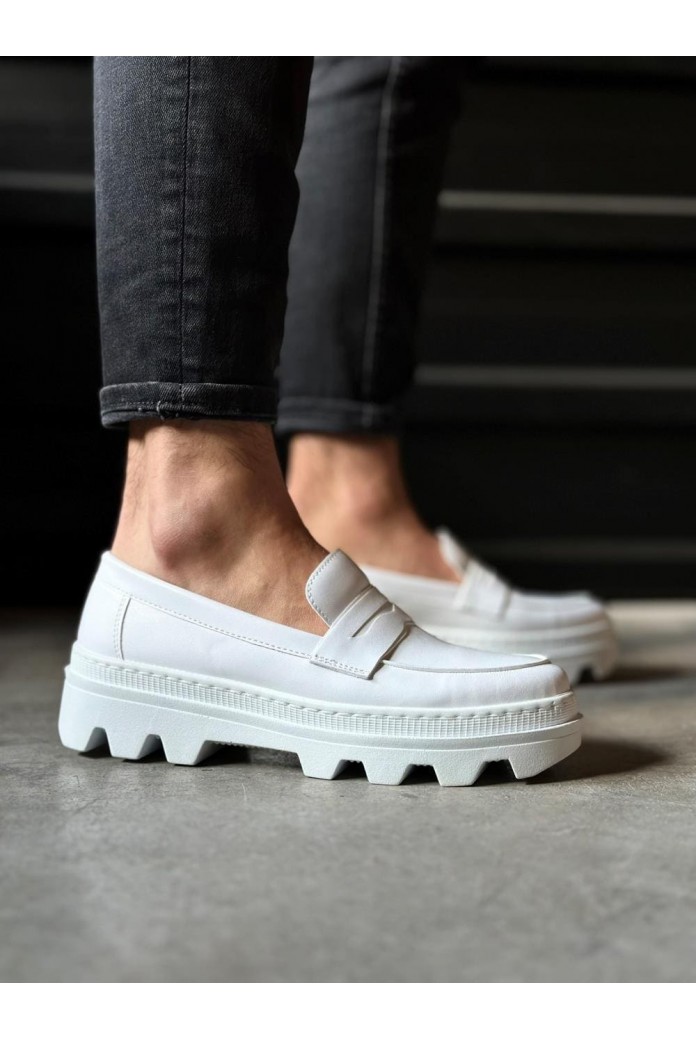 KN779 Erkek Günlük Bağcıksız Cilt Klasik Ayakkabı CBT - Beyaz