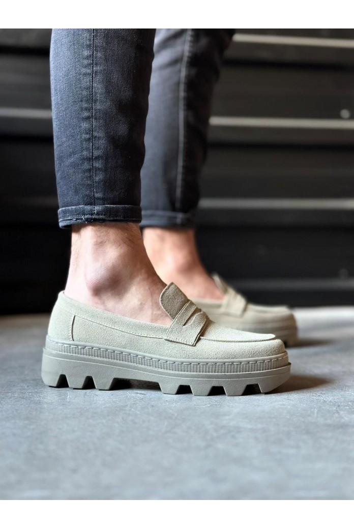 KN779 Erkek Günlük Bağcıksız Süet Klasik Ayakkabı SKT - Vizon