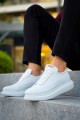 KN814 Erkek Günlük Bağcıklı Cilt Spor Sneaker Ayakkabı CBT - Beyaz