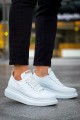 KN814 Erkek Günlük Bağcıklı Cilt Spor Sneaker Ayakkabı CBT - Beyaz