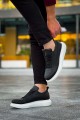 KN814 Erkek Günlük Bağcıklı Cilt Spor Sneaker Ayakkabı CBT - Siyah