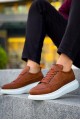 KN814 Erkek Günlük Bağcıklı Cilt Spor Sneaker Ayakkabı CBT - Taba