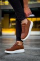 KN814 Erkek Günlük Bağcıklı Cilt Spor Sneaker Ayakkabı CBT - Taba