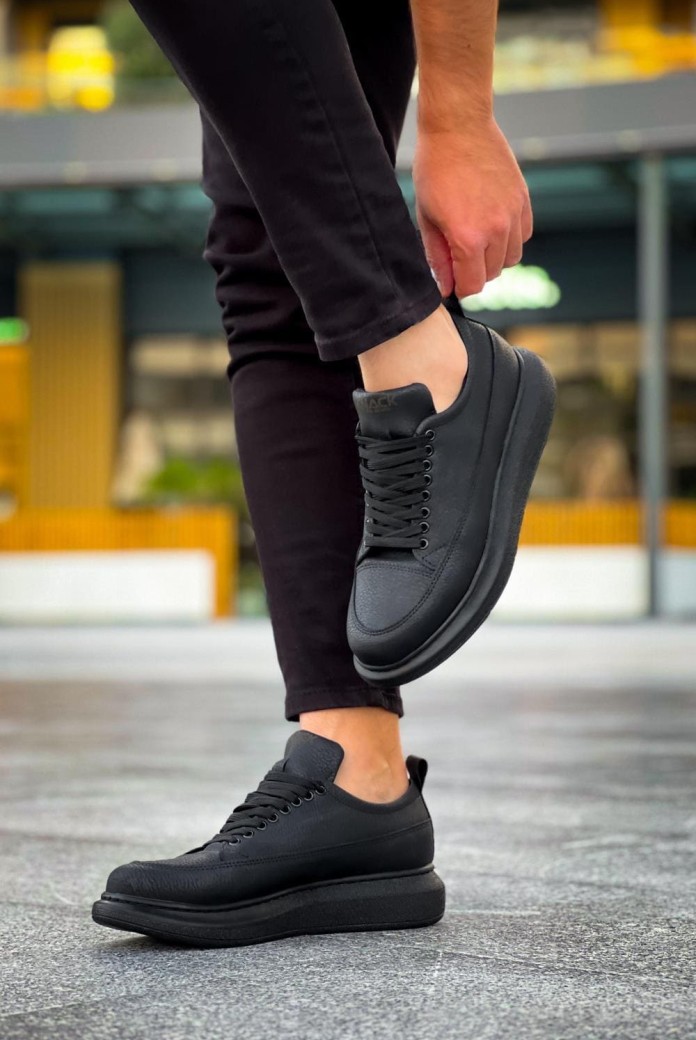 KN814 Erkek Günlük Bağcıklı Cilt Spor Sneaker Ayakkabı CST - Siyah KN814 Erkek Günlük Bağcıklı Cilt Spor Sneaker Ayakkabı CST - Siyah