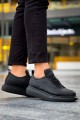 KN814 Erkek Günlük Bağcıklı Cilt Spor Sneaker Ayakkabı CST - Siyah