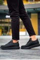 KN814 Erkek Günlük Bağcıklı Cilt Spor Sneaker Ayakkabı CST - Siyah