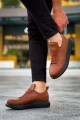 KN814 Erkek Günlük Bağcıklı Cilt Spor Sneaker Ayakkabı CST - Taba