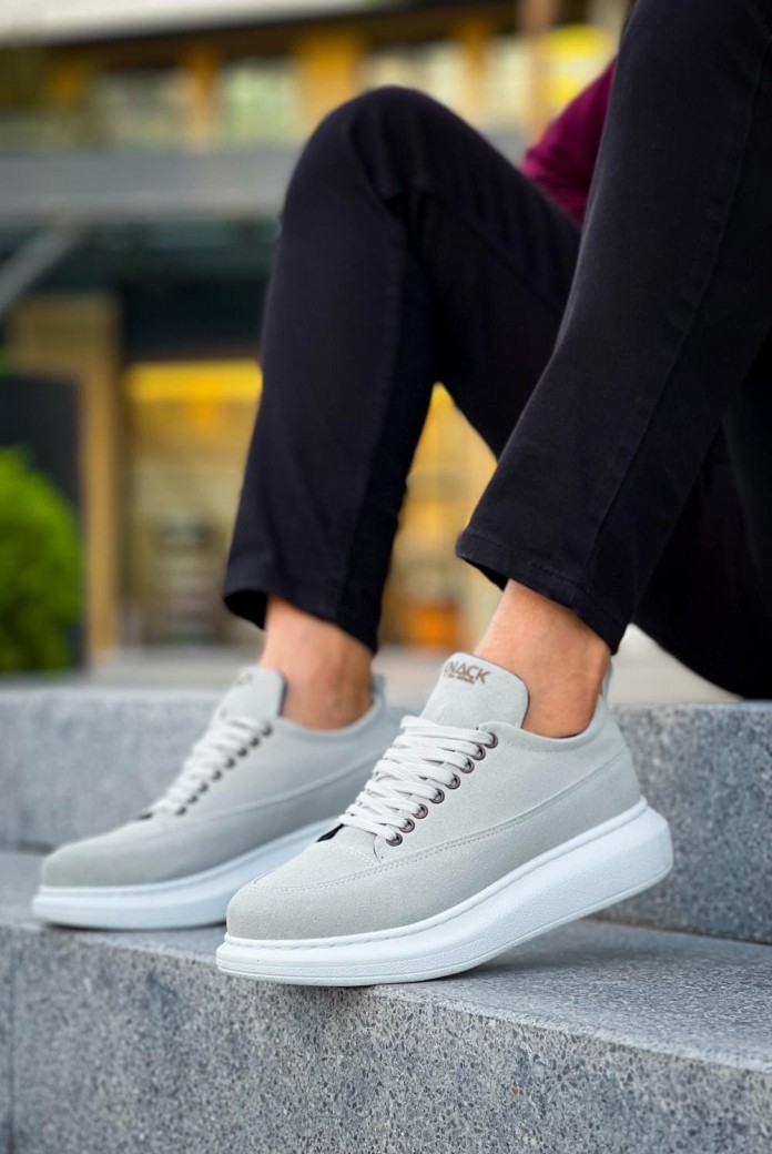 KN814 Erkek Günlük Bağcıklı Süet Spor Sneaker Ayakkabı SBT - Gri