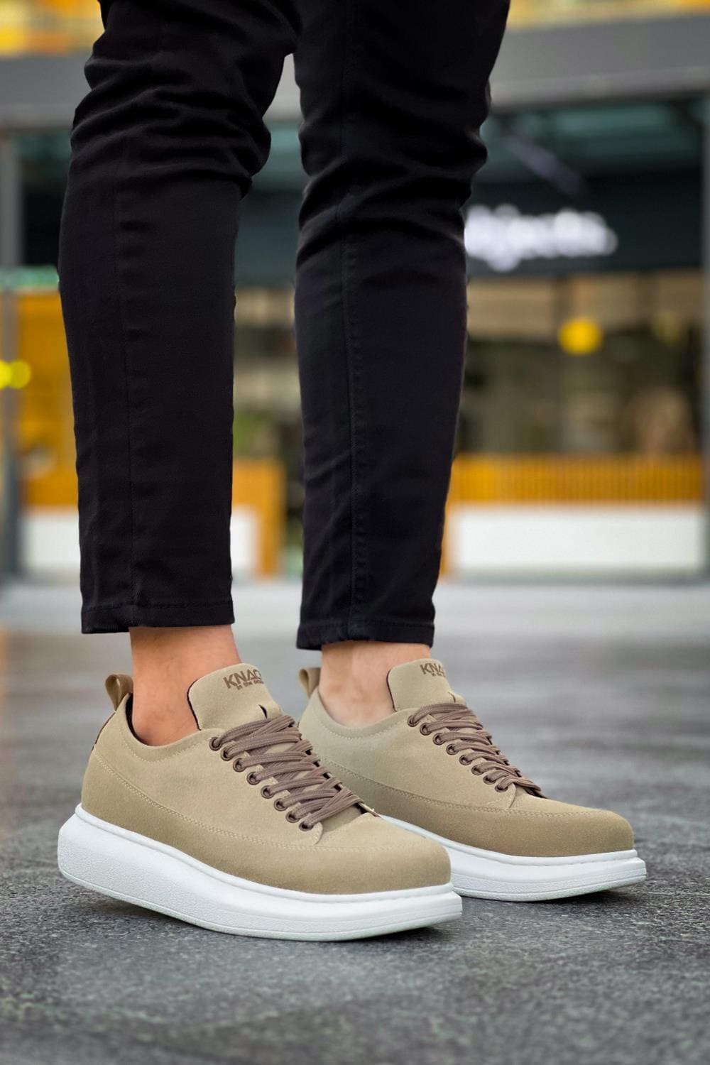 KN814 Erkek Günlük Bağcıklı Süet Spor Sneaker Ayakkabı SBT - Vizon