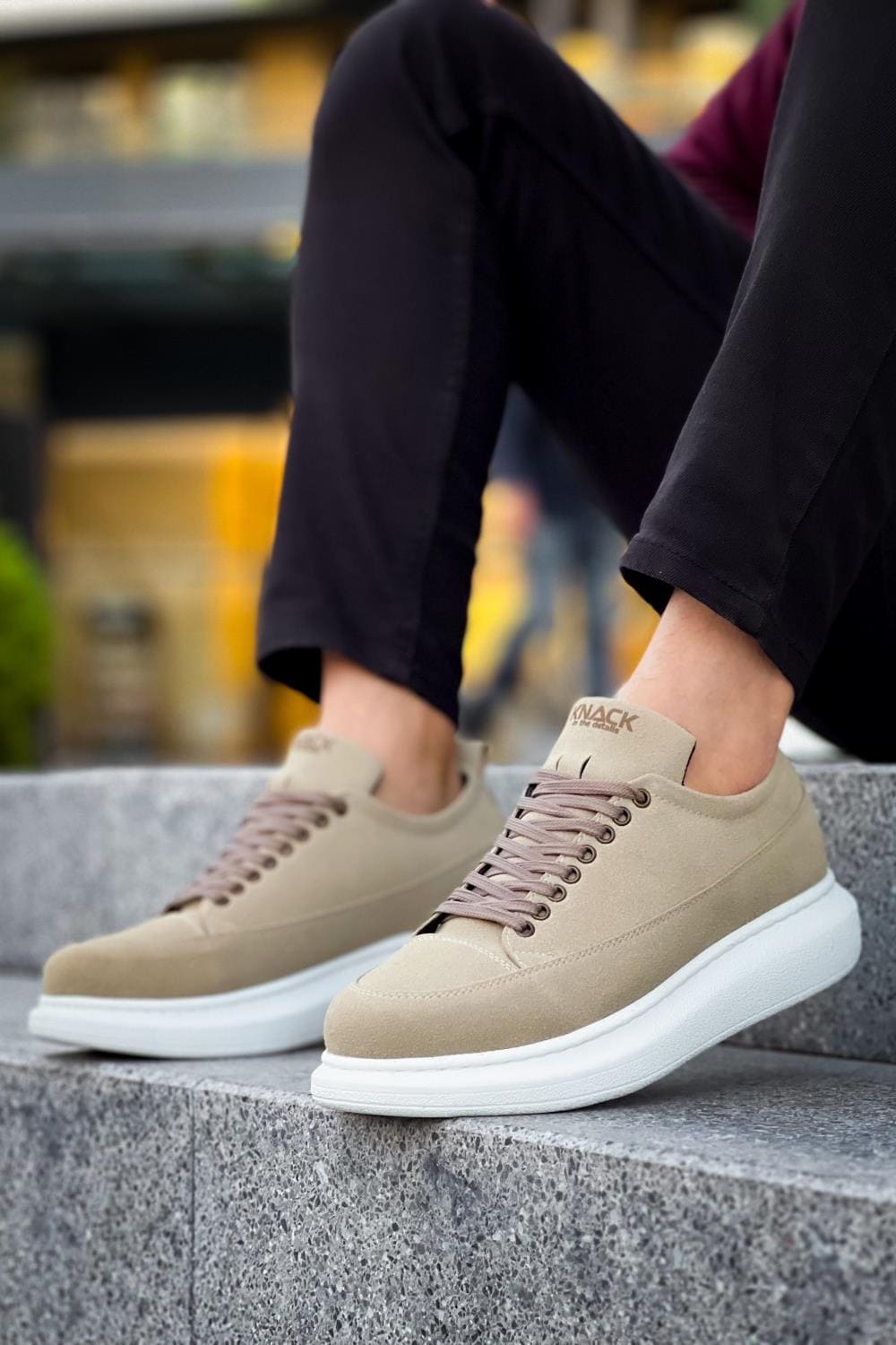 KN814 Erkek Günlük Bağcıklı Süet Spor Sneaker Ayakkabı SBT - Vizon